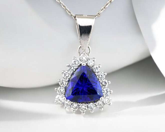 3.6ct Tanzanite & 1ct Color D Diamond Necklace
